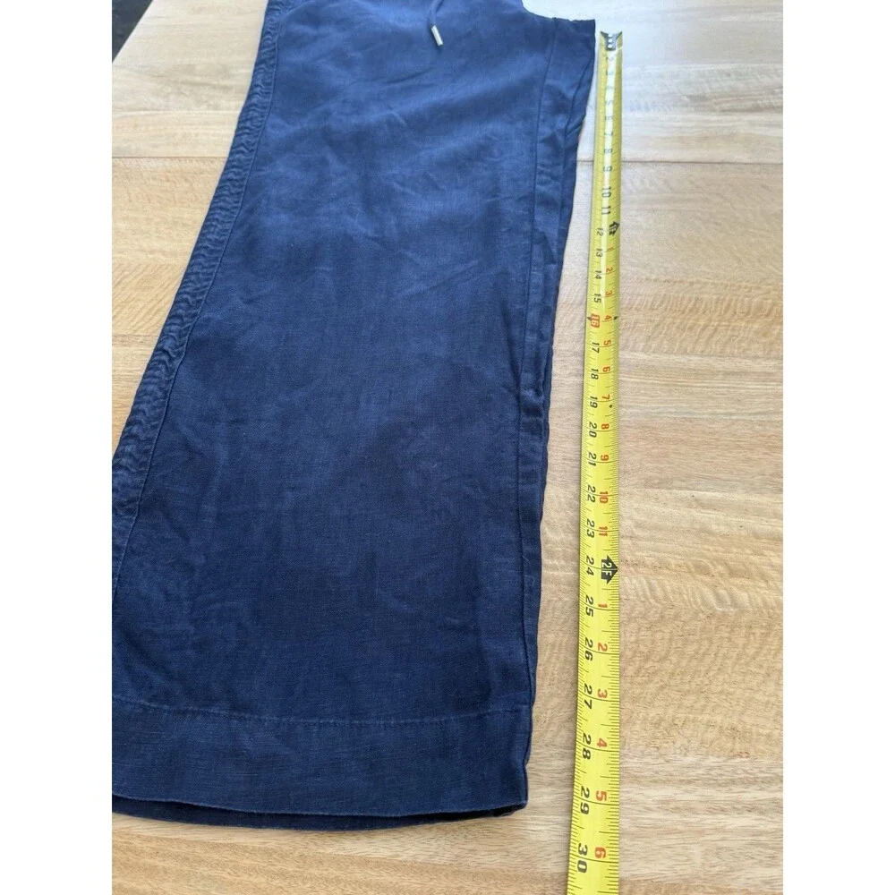 Quince 100% European Linen Blue Pull-On  Wide Leg Pant Women Sz M Coastal EUC